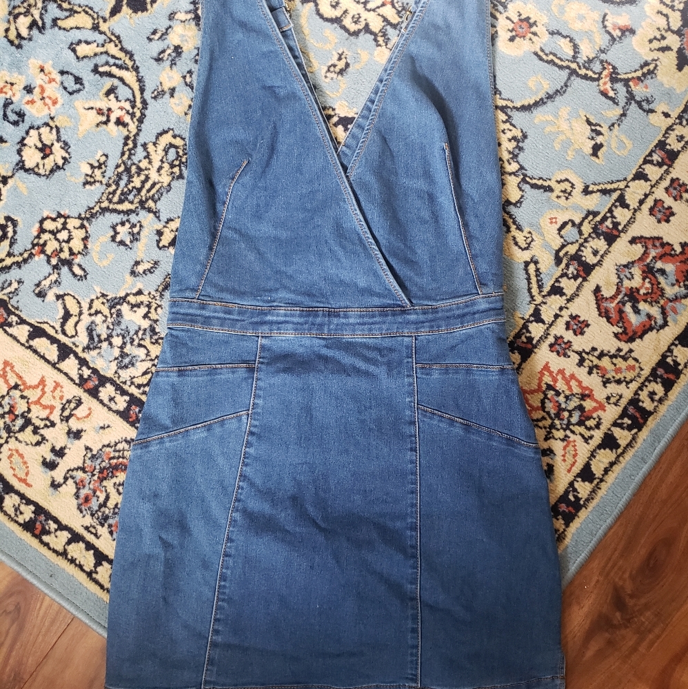CUTE Free people Denim overall skirt dress
